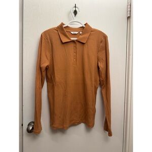 Reitmans Soft Mustard Ribbed Blouse